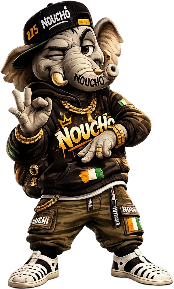 Noucho, la mascotte NOUCHI225, fait le signe OK